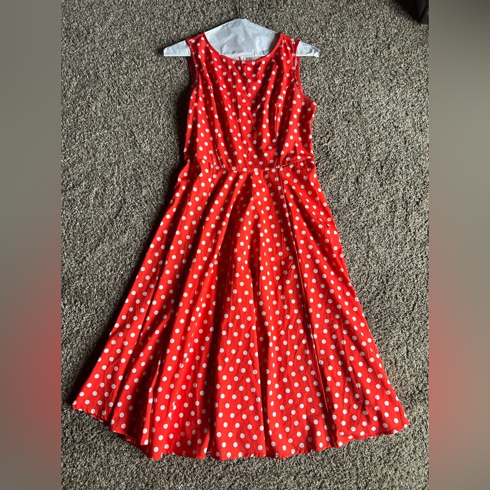 Red Polka Dot Sleeveless Kids Dress - Classic Playful Style